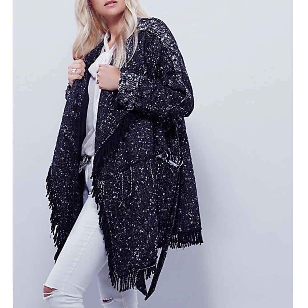 NWOT Free People Fringe Wrap Coat